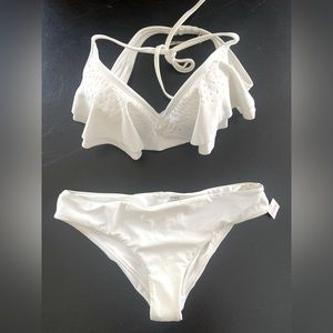 White Victoria’s Secret Pink Swim Bikini with flowy top - NWT